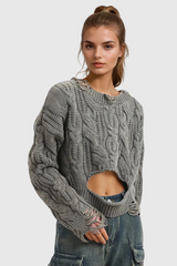 Almondine – Zerrissenes, asymmetrisches Stricktop