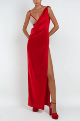 Alois Maxikleid mit Strassdekor und Cut-Outs und Schlitz