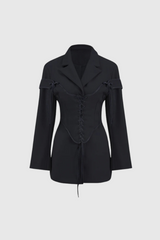 Alonsa – Schwarzer Blazer mit Korsettschnürung