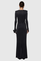 Alsatia – Maxikleid mit tiefem Ausschnitt und Schlitz und Schleife