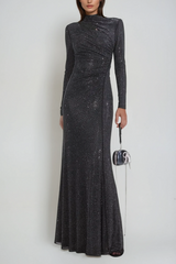 Alter – Maxikleid mit Strass-Ausschnitt und Rüschen