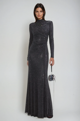 Alter – Maxikleid mit Strass-Ausschnitt und Rüschen