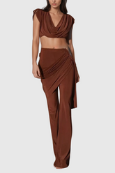 Altin Hosenset mit Wasserfallausschnitt und Rüschen