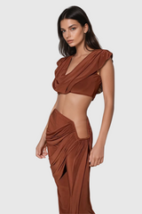 Altin Hosenset mit Wasserfallausschnitt und Rüschen