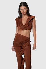 Altin Hosenset mit Wasserfallausschnitt und Rüschen