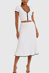 Alvar – Tief ausgeschnittenes Strickrock-Set mit Rüschen