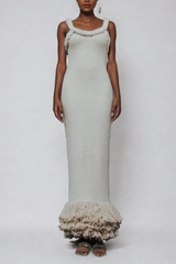 Alvis – Figurbetontes Maxikleid aus gedrehtem Strick mit Fransen