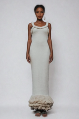 Alvis – Figurbetontes Maxikleid aus gedrehtem Strick mit Fransen