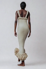 Alvis – Figurbetontes Maxikleid aus gedrehtem Strick mit Fransen