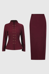 Alyce Bodycon-Rock-Set mit Knöpfen