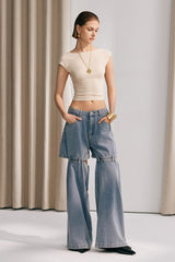 Amelia – Blaue Denim-Jeans mit Cut-Outs