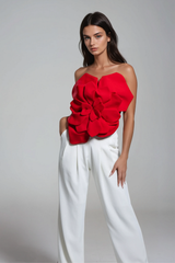 Amiri – Schulterfreies Oberteil mit Blumenmuster in Rot