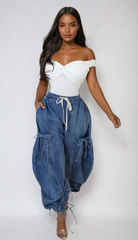 Astrid Jeans mit Kordelzug und Schnürung