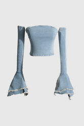 Ava Denim – schulterfreies, figurbetontes Oberteil