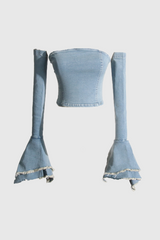 Ava Denim – schulterfreies, figurbetontes Oberteil