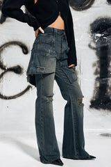 Avani Hollow Zerrissene Fransen Dekonstruierte Jeans