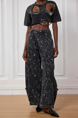 Ayah zerrissene asymmetrische Jeans