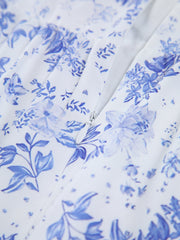 Vergissmeinnicht Langes Kleid mit Blumentaschen und Reißverschluss