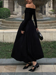 Schulterfreies, langes Criss-Cross-Kleid