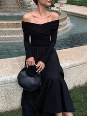 Schulterfreies, langes Criss-Cross-Kleid