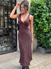 Camisole-Midikleid mit Blumenmuster und V-Ausschnitt