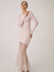 Lace Hem Mermaid Midi Sweater Dress