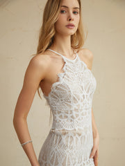 Glamorous – Langes Neckholder-Spitzenkleid