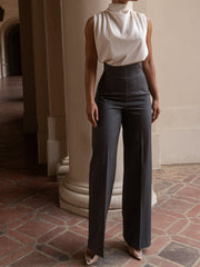 Hose mit geradem Bein und hoher Taille