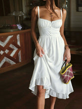 Schlichtes Camisole-Midikleid mit Rüschensaum