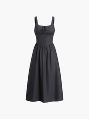 Camisole-Midikleid aus Baumwolle und Leinen mit Knoten