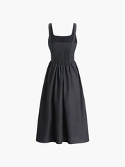 Camisole-Midikleid aus Baumwolle und Leinen mit Knoten