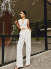 Gerade geschnittene Hose aus Baumwolle und Leinen