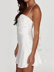 Rückenfreies Neckholder-Kurzkleid mit Blumenstreifen