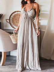 Rückenfreies langes Kleid mit U-Ausschnitt und Neckholder