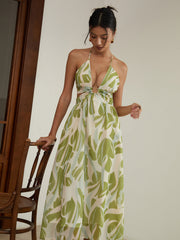 Neckholder-Kleid mit rückenfreiem Ausschnitt und langem Kleid