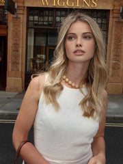 Ärmelloses langes Kleid aus Baumwolle und Leinen