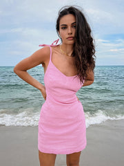Barbie Beloved – Rückenfreies, kurzes Kleid aus Baumwolle mit Knoten