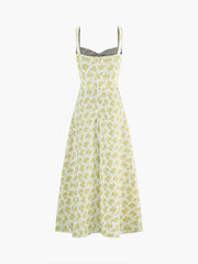 Langes Camisole-Kleid mit Blumenmuster und Knoten