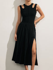 Midikleid mit Cut-Outs und Schlitz am Oberschenkel