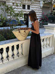 Rückenfreies, langes Camisole-Kleid mit Kordelzug