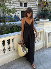 Rückenfreies, langes Camisole-Kleid mit Kordelzug