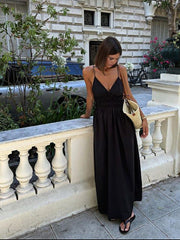Rückenfreies, langes Camisole-Kleid mit Kordelzug