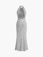 Rückenfreies, langes Kleid mit überkreuztem Kragen und schmaler Passform