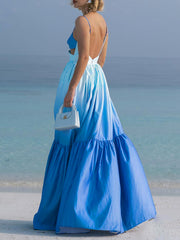 Rückenfreies, langes Camisole-Kleid mit Cut-Outs