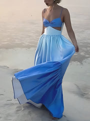 Rückenfreies, langes Camisole-Kleid mit Cut-Outs