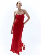 Rückenfreies, ärmelloses, einfarbiges, langes Kleid