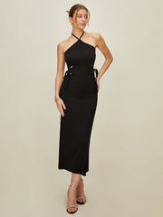 Rückenfreies Neckholder-Kleid mit Knoten