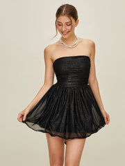 Off-Shoulder Pailletten geknotetes Mesh-Kleid