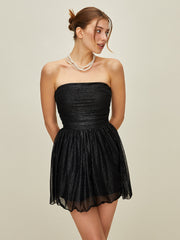 Off-Shoulder Pailletten geknotetes Mesh-Kleid