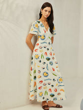 Rückenfreies Kleid mit V-Ausschnitt und Blumenmuster